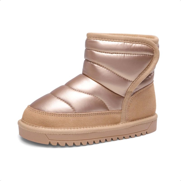 Kids Faux Fur Ankle Snow Boots - ROSE GOLD -  0